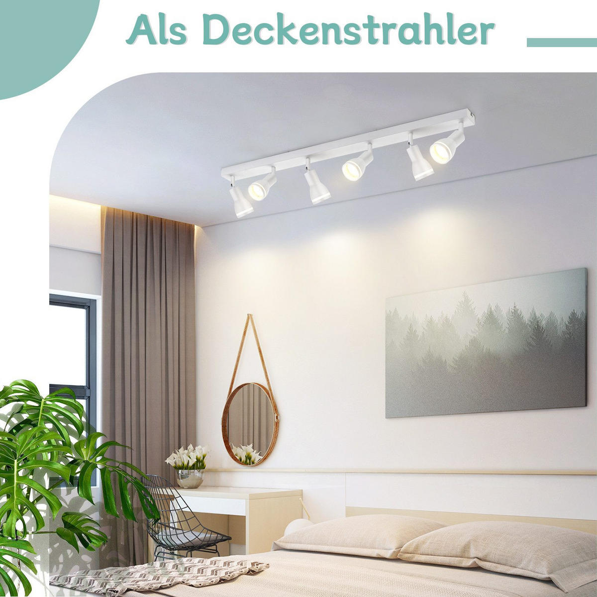 STRAHLER Braunschweig 6-flammig 83/5.5/15.7 cm - Weiß, Metall (83/5.5/15.7cm) - Nettlife