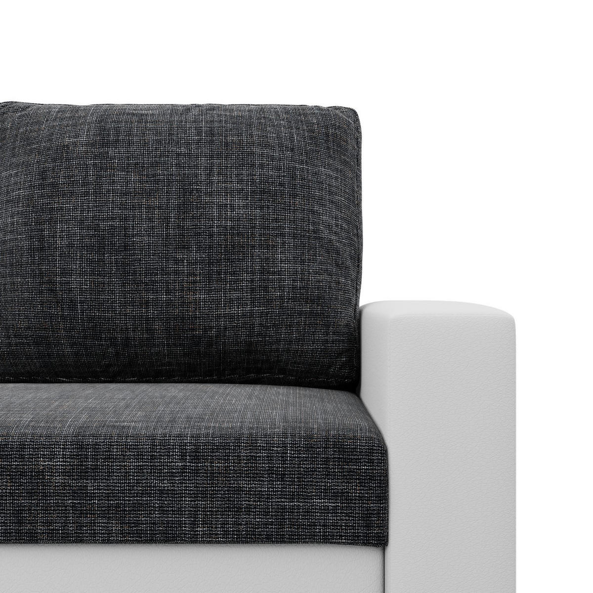 SOFA 2-SITZER MIT SCHLAFFUNKTION LUNA, Schwarz + Grau - Schwarz/Grau, Textil (148/90/87cm)