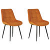 ESSZIMMERSTUHL 2er-Set Samtstoff orange Melrose - Schwarz/Orange, Textil (55/85/61cm) - Beliani