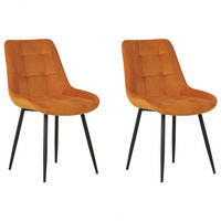 ESSZIMMERSTUHL 2er-Set Samtstoff orange Melrose - Schwarz/Orange, Textil (55/85/61cm) - Beliani
