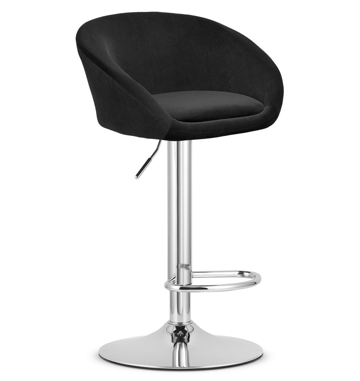 BARHOCKER EAST schwarzer Sitz, Chrombasis - Schwarz, Textil (53/103/46cm) - Valora