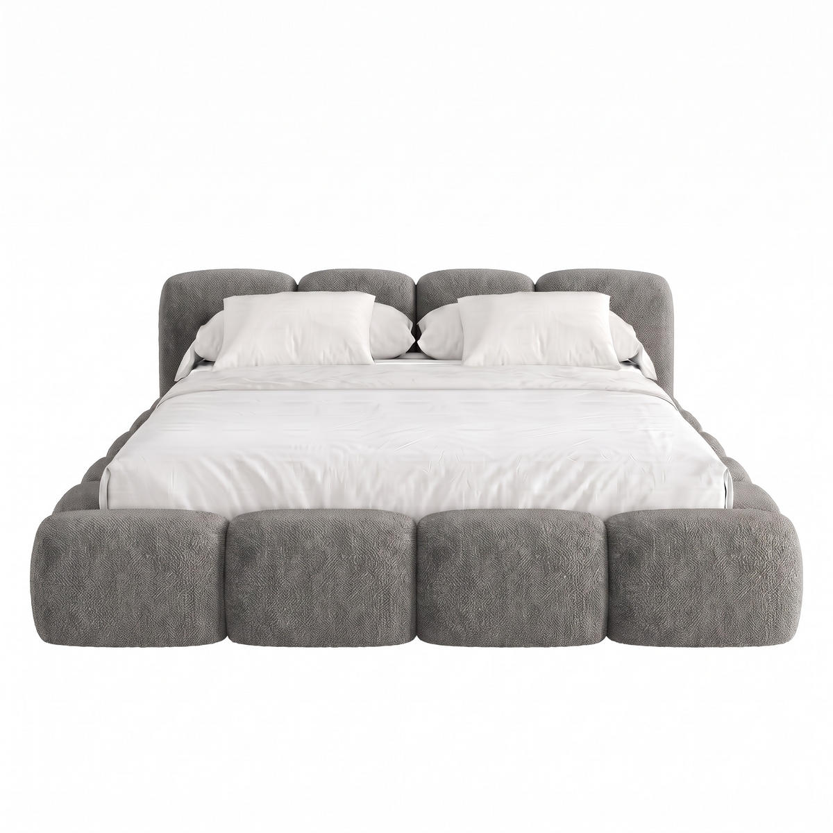 POLSTERBETT SUENO 180x200 cm in Dunkelgrau, gepolstertes Kopfteil, Metalllattenrost, Bettkasten, Chenille-Stoff - Dunkelgrau/Naturfarben, Holz/Textil (180/200cm) - Muffo