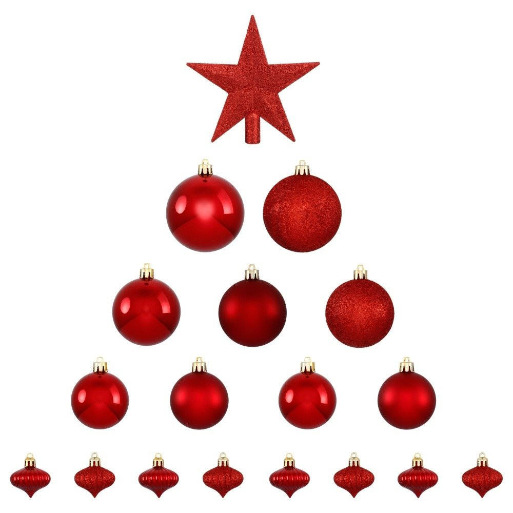 CHRISTBAUMSCHMUCK Vasa, 18er-Set - Rot, Kunststoff (8/8/8cm) - Fééric Lights and Christmas