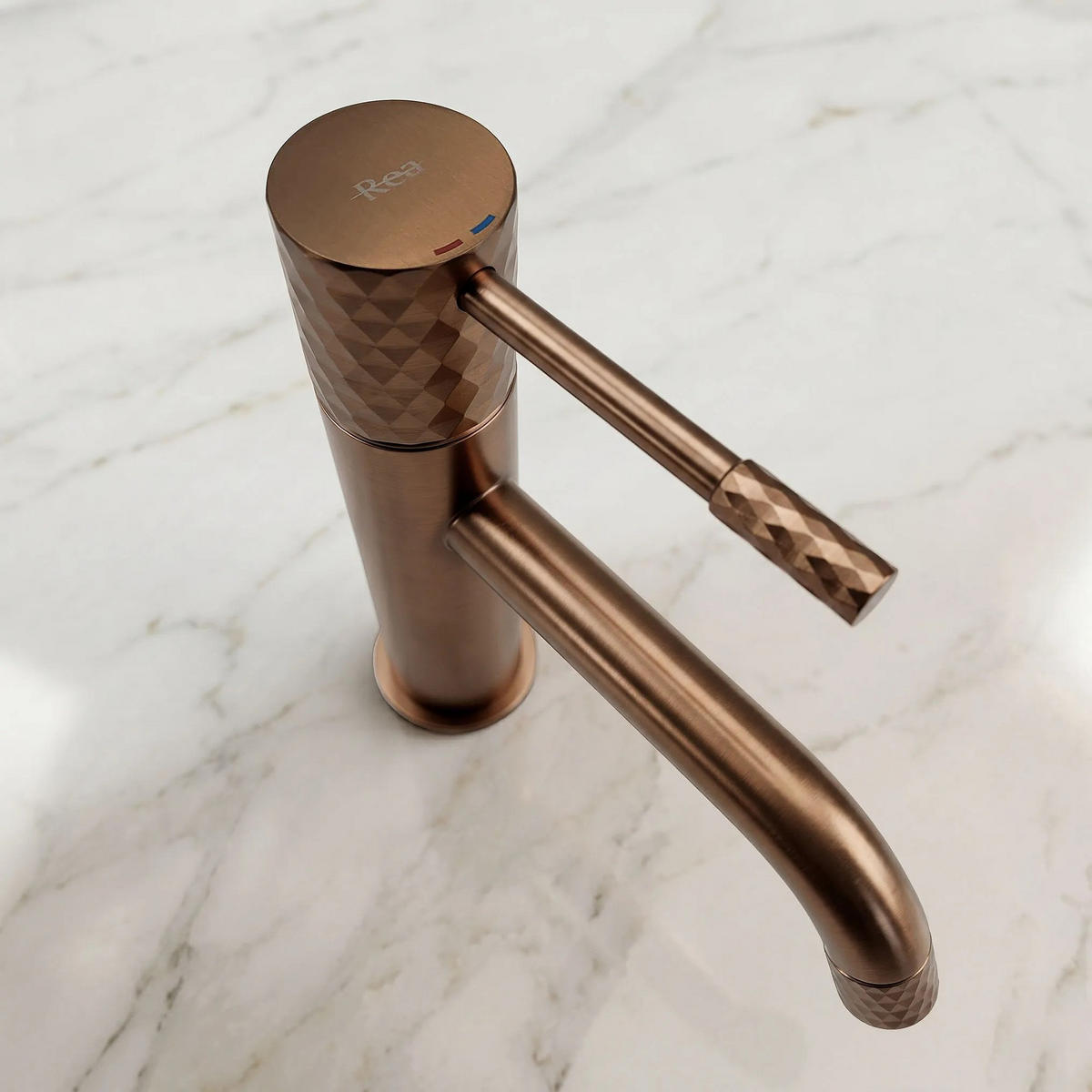 WASCHBECKENARMATUR Rea Lungo Diamond Brush Copper - Kupferfarben, Metall (20/19/10cm) - REA