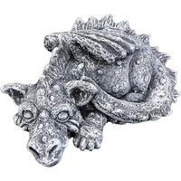 STEINFIGUR Drache Flokii, Frostfest, massiver Steinguss - Grau, Stein (26/12/20cm) - stoneandstyle