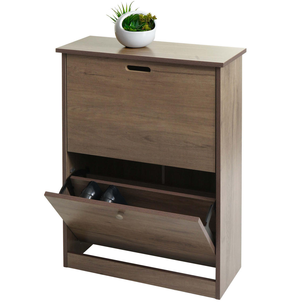 SCHUHKIPPER Grau, Braun - Braun/Grau, Holzwerkstoff (60/81/25cm) - MCW