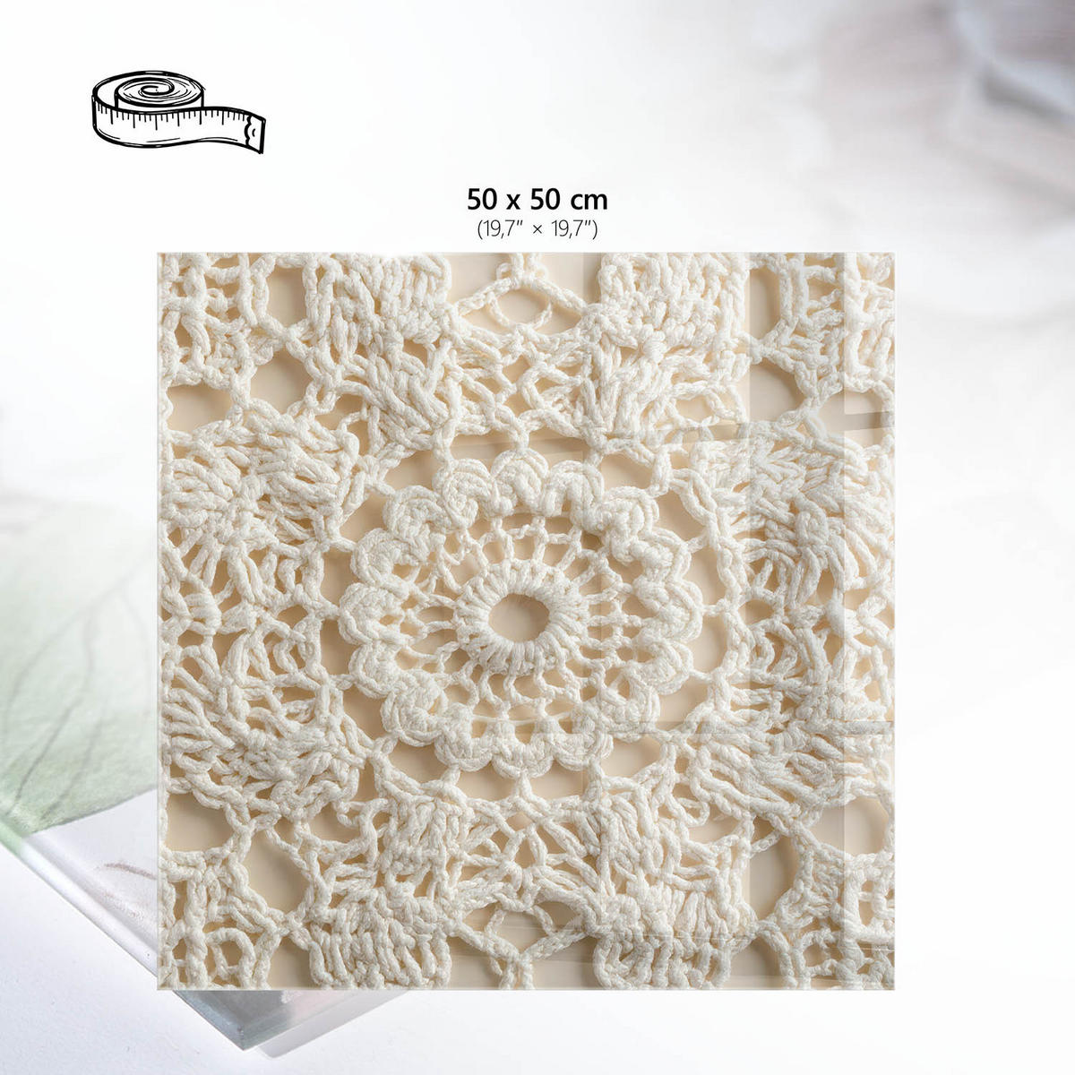 TISCHPLATTE 50x50 cm – Spitzenstruktur - Weiß, Glas (0.4/50/50cm) - Wallfluent