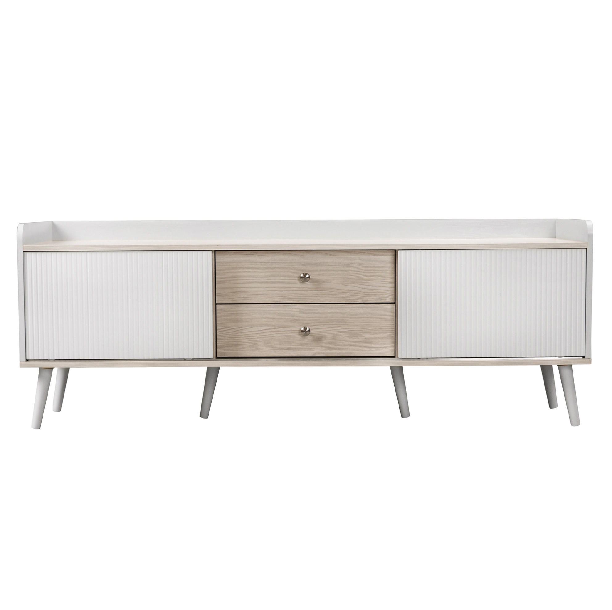 TV-LOWBOARD 160/40/58 cm mit 2 Schiebetüren und 2 Schubladen - Weiß, Holzwerkstoff (160/58/40cm) - BEAOK