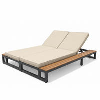 SONNENLIEGE aus Metall & wasserabweisendem Stoff 184x159x73 cm in Beige - Beige, Metall (159/73/184cm) - Modfu