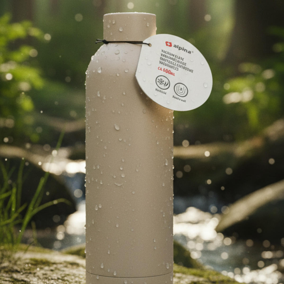 TRINKFLASCHE Aluminium 600 ml Beige auslaufsicher - Beige, Metall (0.6L) - Alpina