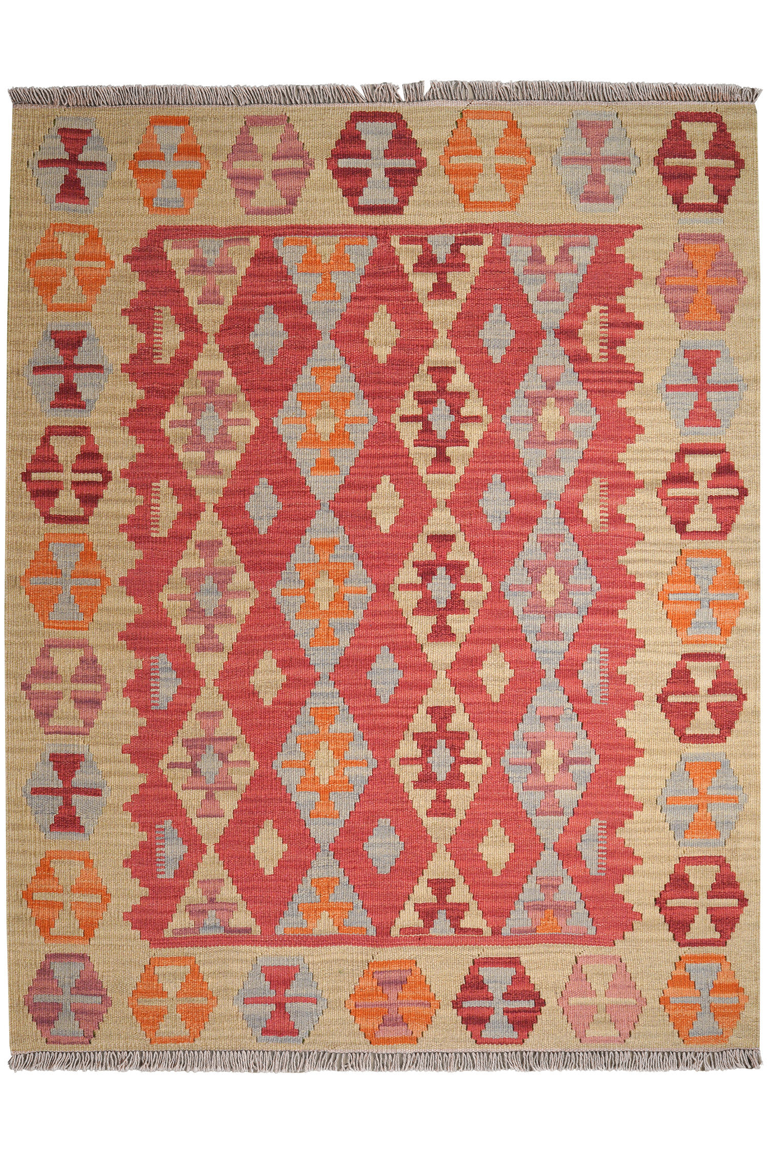 HANDWEBTEPPICH Gashgai Kelim Rot 171/133 cm Schurwolle - Rot, Textil (133/171cm) - Looma