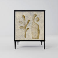 SIDEBOARD SAND SCULPTURES, Schwarz, 57,5x42x72,5 cm, Schwarze Metallfüße - Multicolor/Schwarz, Holzwerkstoff/Metall (57.5/72.5/42cm) - SpaceRebels
