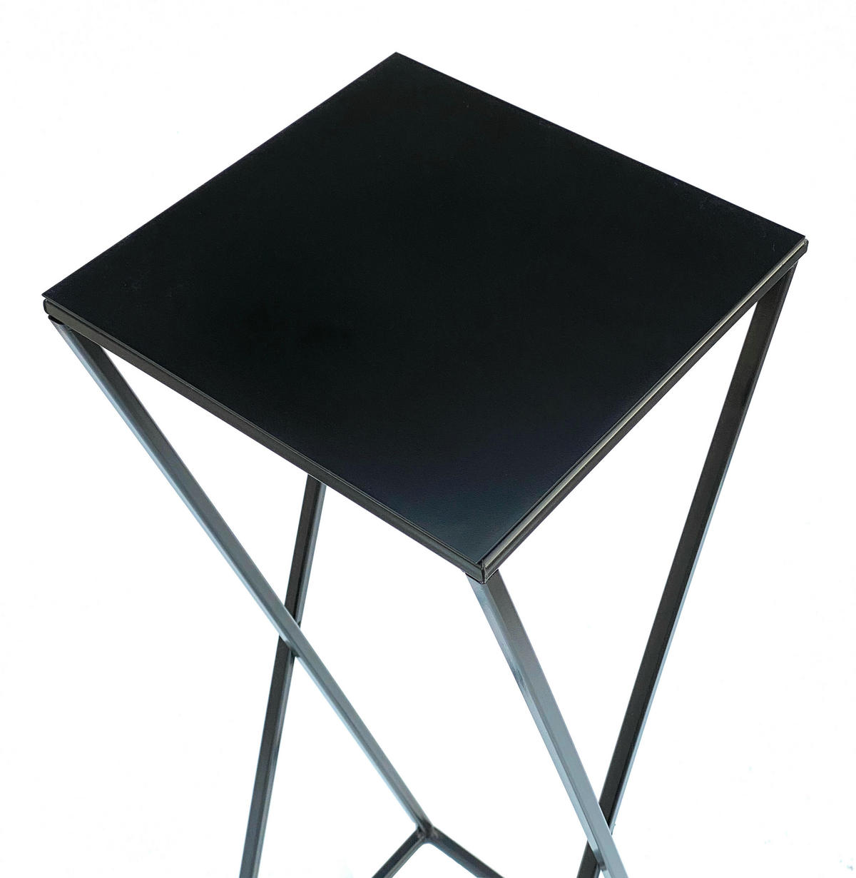 BLUMENHOCKER Eckig Metall Schwarz 68 cm 437 - Schwarz, Metall (23/68/23cm) - DanDiBo
