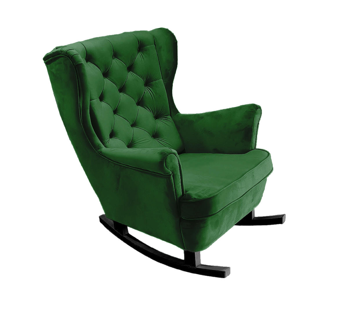 SCHAUKELSESSEL mit gepolstertem Sitz und Armlehnen, 102x81x95 cm, Grün_29849 - Schwarz/Hellgrün, Holz/Textil (81/102/95cm) - DomoHome