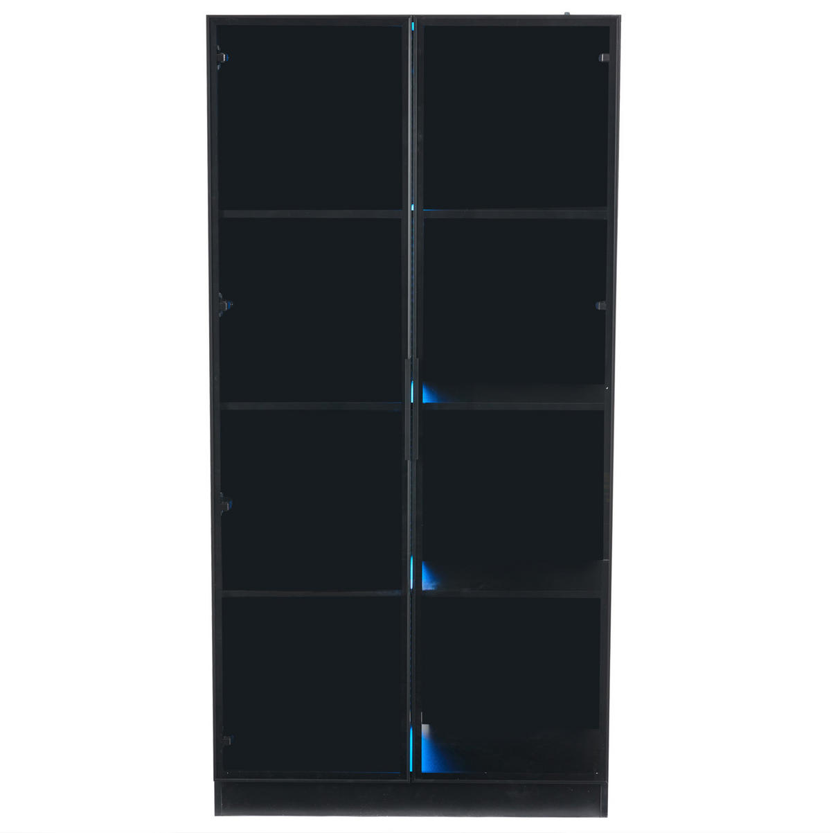 VITRINE aus Spanplatte mit Glastüren und App-LED, 80/40/160 cm, schwarz - Schwarz, Holzwerkstoff (40/160/80cm) - Redom