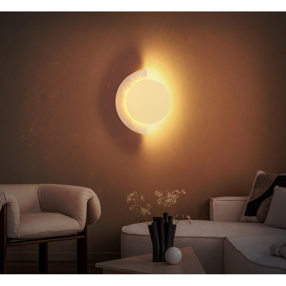 WANDLEUCHTE ROJAS Metall weiß matt, goldfarben matt, LED - Weiß, Metall (27.5/30/3.5cm) - Globo Lighting
