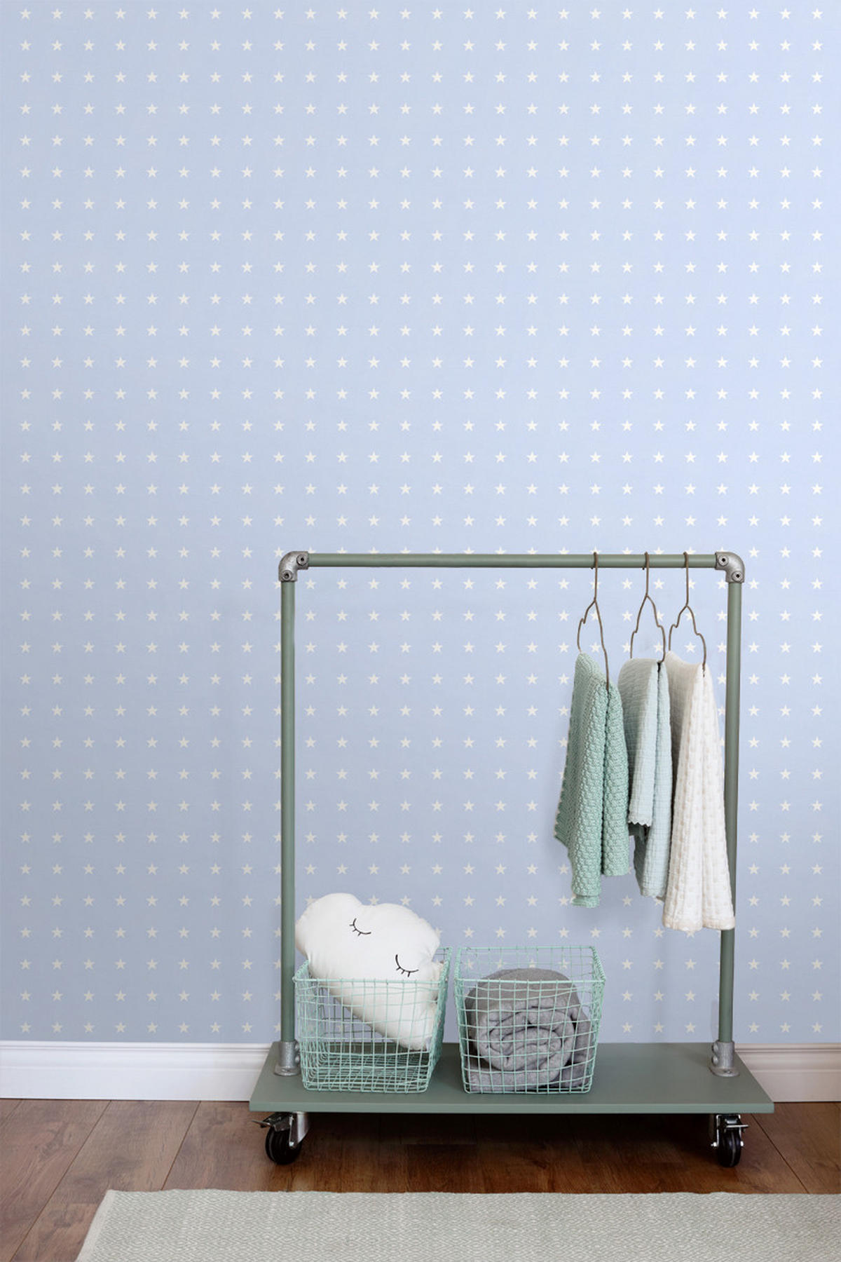 TAPETE Sterne 53 cm x 10.05 m - Blau, Papier (53/0.1cm) - ESTAhome