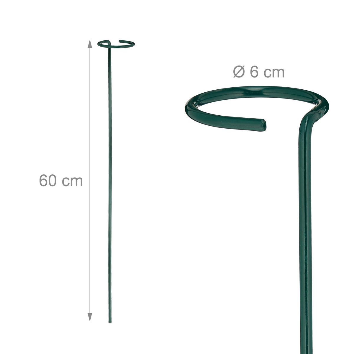 10XPFLANZSTÄBE - Dunkelgrün, Metall (6/60/6cm) - Relaxdays