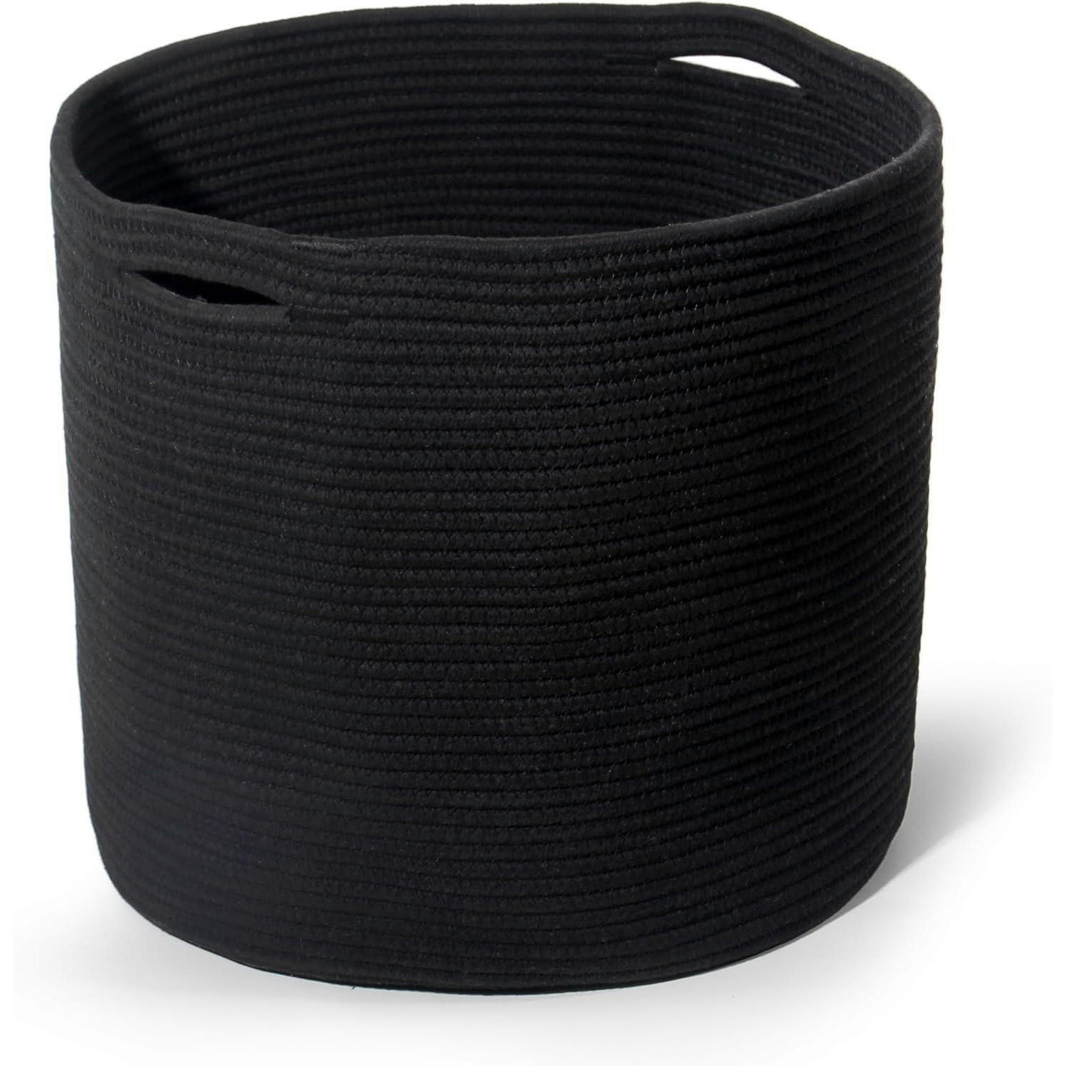 WÄSCHEKORB Baumwolle Schwarz 40 cm - Schwarz, Textil (40/35/40cm)
