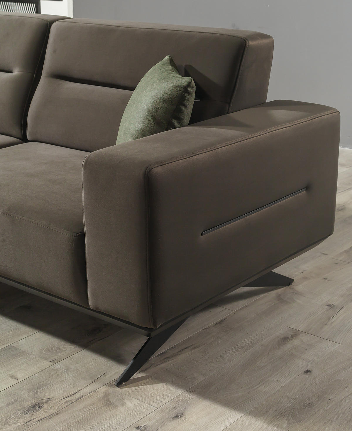 SITZGARNITUR Soprano Seidengrau Stellvariante:3+1 - Braun, Holz/Textil (230/85/100cm) - Villa Möbel