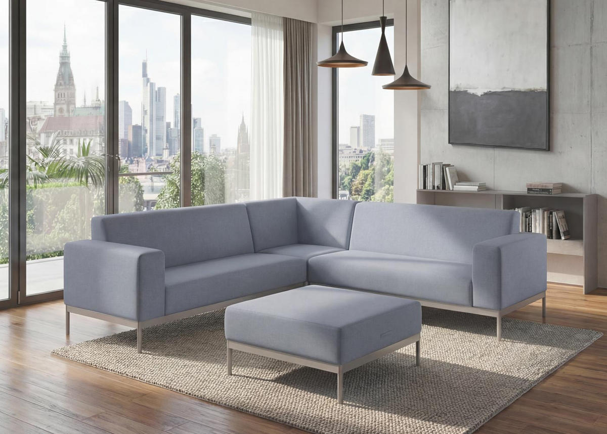 ECKSOFA OHNE ABLAGE Blau - Blau, Textil (245/82cm) - MCW