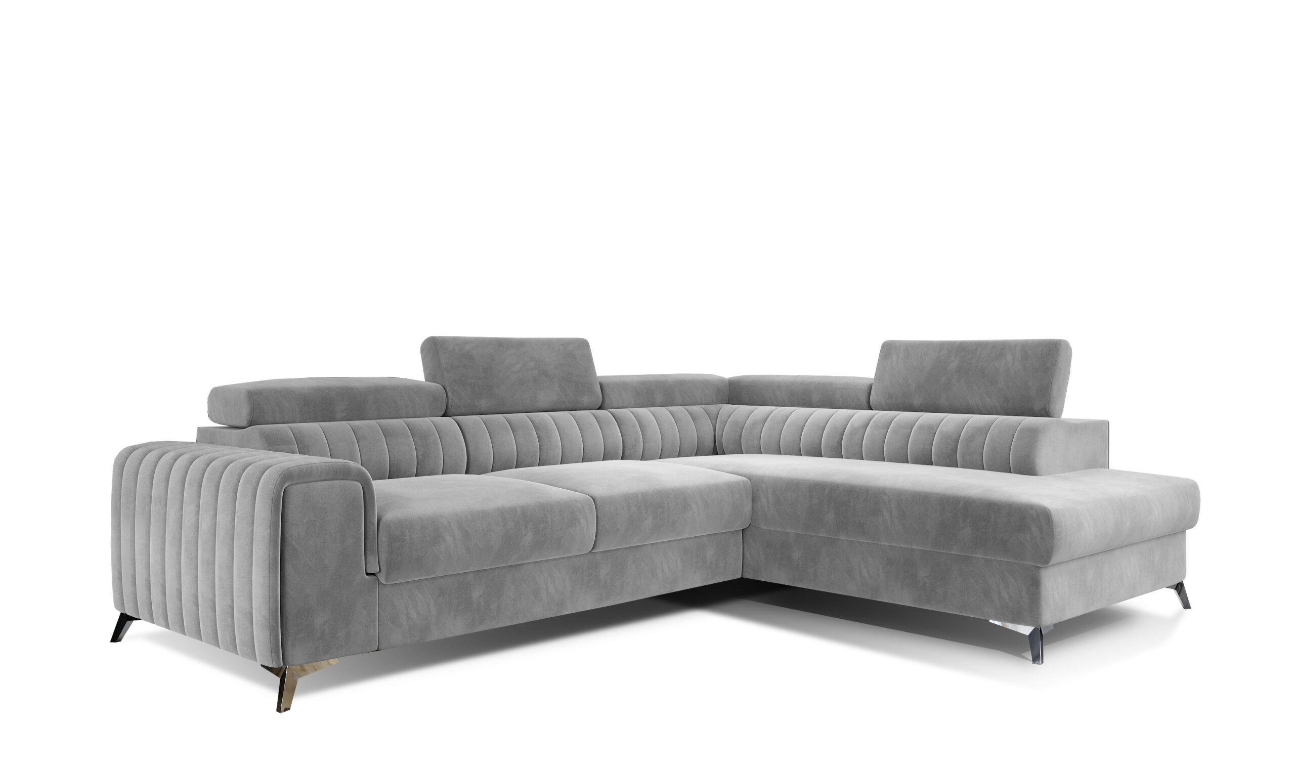 ECKSOFA - OLIVIER (Rechts, Silber) - Silberfarben, Textil (275/205cm) - Möblo
