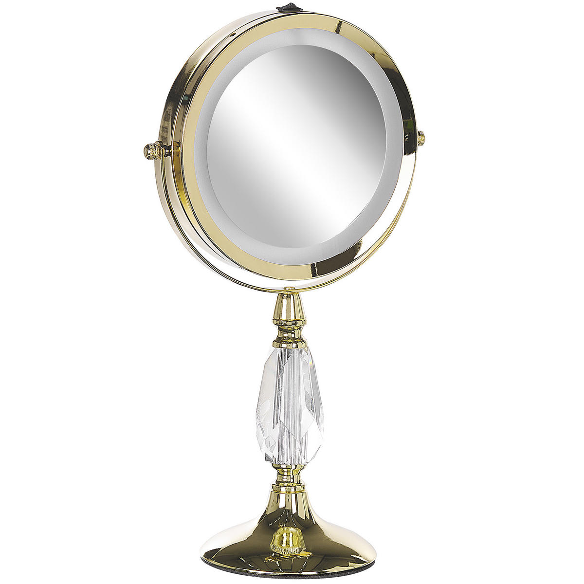 KOSMETIKSPIEGEL gold mit LED-Beleuchtung 18 cm Maury - Goldfarben, Metall (18/37/12cm) - Beliani