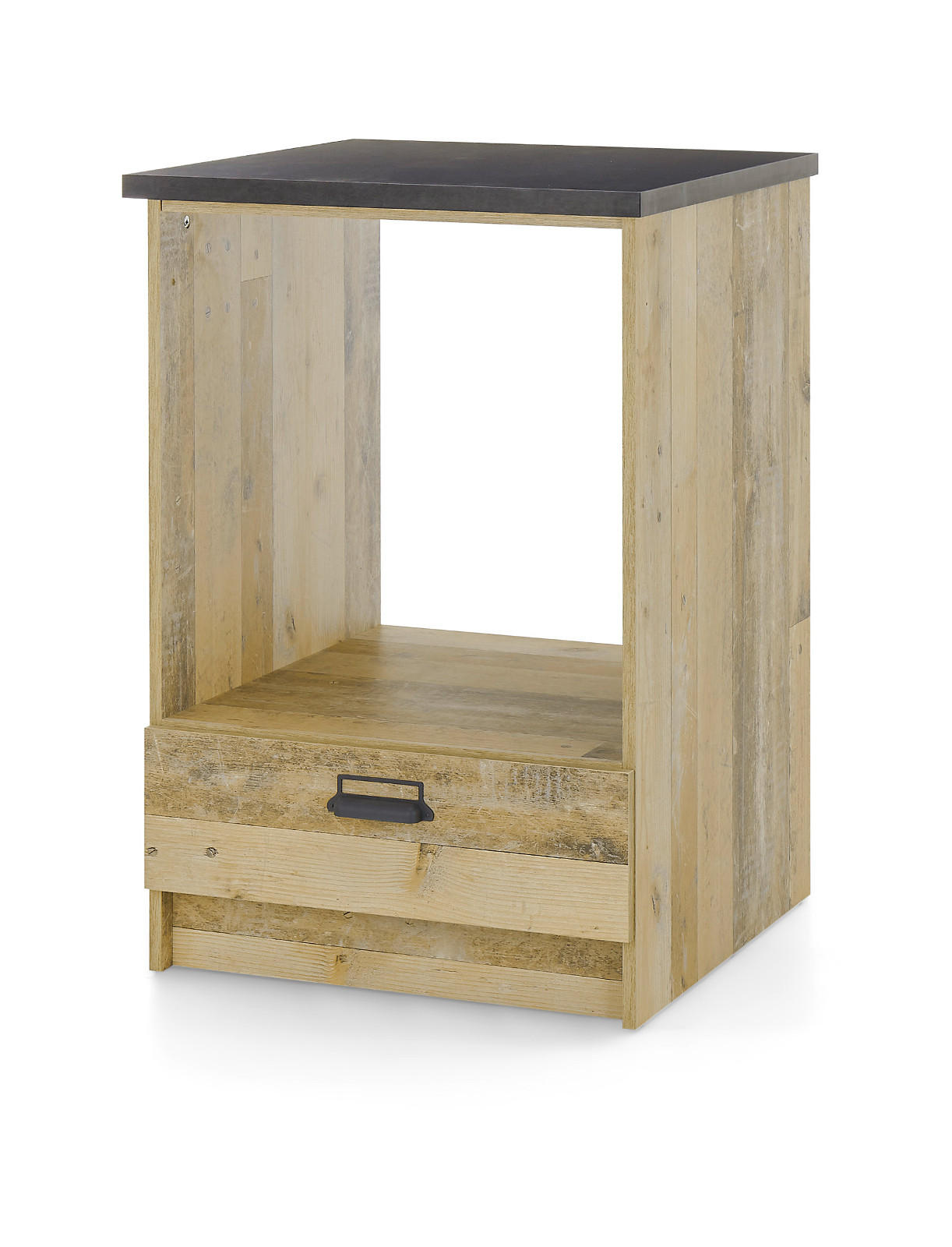 HERDUMBAUSCHRANK used wood hell, anthrazit, 60 cm, Küche Unterschrank mit Schublade und Soft-Close - Anthrazit/Schwarz, Holzwerkstoff/Metall (63/93/64cm) - Furn.Design