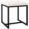SITZWÜRFEL eckig 40/40/48 cm Lederlook creme - Creme/Schwarz, Textil/Metall (40/48/40cm) - CLP