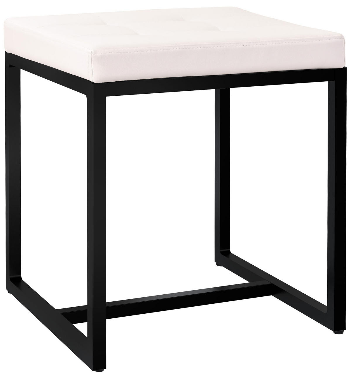 SITZWÜRFEL eckig 40/40/48 cm Lederlook creme - Creme/Schwarz, Textil/Metall (40/48/40cm) - CLP