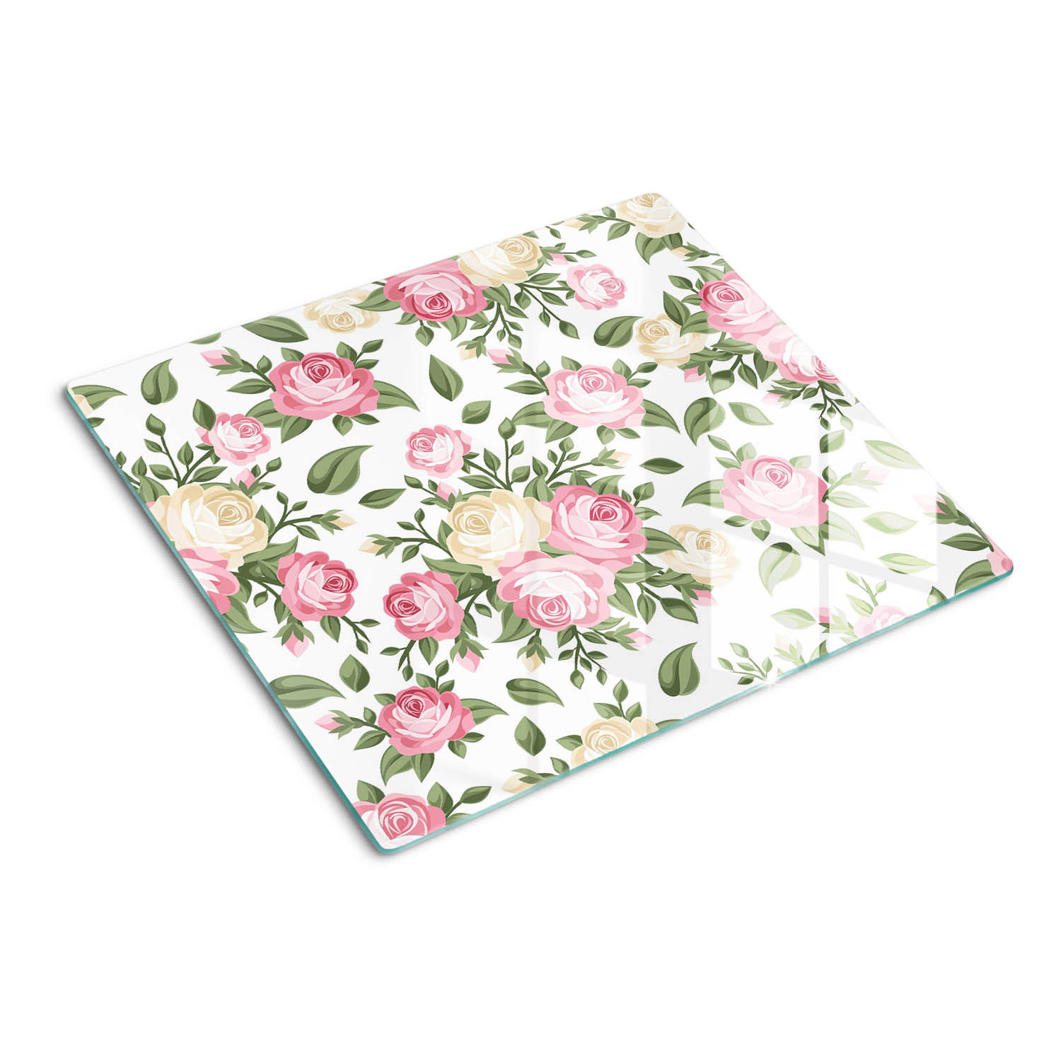 GLASPLATTE 60x52 cm Rosen - Pink, Glas (60/0.4/52cm) - TULUP
