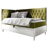 BOXBETT Filip Junior 3, Seite zum Öffnen des Bettkastens: Links - Weiß/Grün, Holz (100/200cm) - MIRJAN24