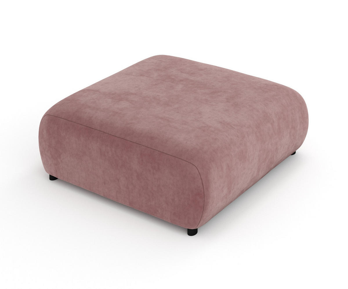 POUF L Zanzibar Rosa Samtstoff - Schwarz/Rosa, Holz/Holzwerkstoff (110/37/110cm) - Maison de Reve