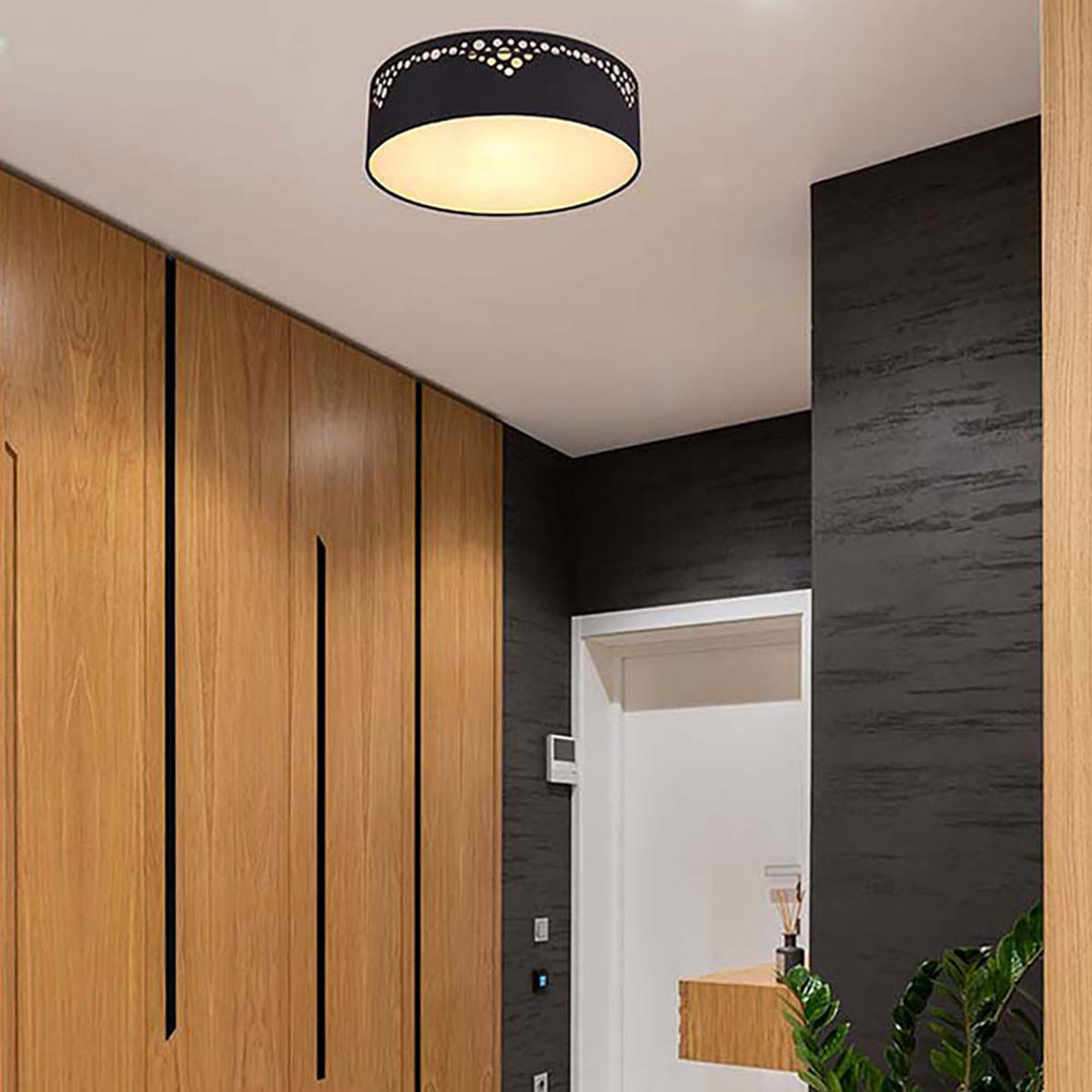 DECKENLEUCHTE Metall Schwarz Opal - Schwarz, Metall (35/35/10cm) - Globo Lighting