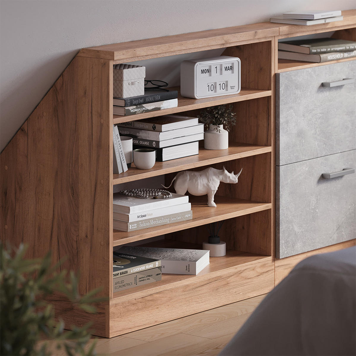 DACHSCHRÄGENSCHRANK Rion Weiß 80 x 81.6 cm mit 4 Fächern - Weiß, Holzwerkstoff (80/81.6/46cm) - Vicco