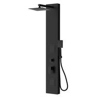 DUSCHPANEEL Hudson mit Mischbatterie Schwarz PVC – 120 x 20 cm - Schwarz, Holz (20/120/7cm) - Badplaats