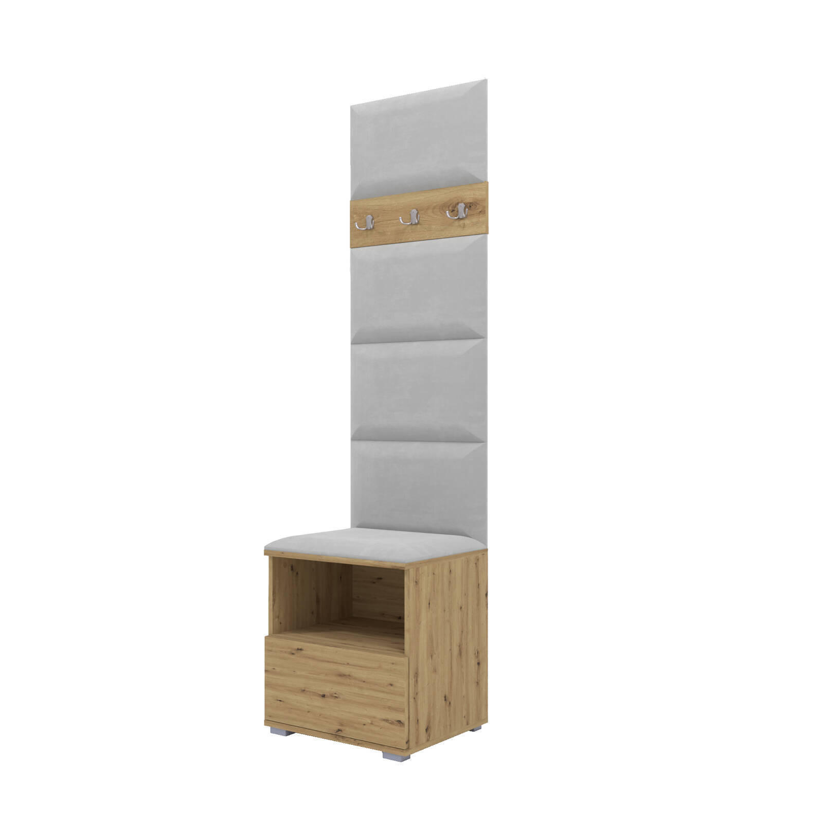 XXXLutz Garderoben-Set Eiche Artisan, Grau 50x187x40 cm