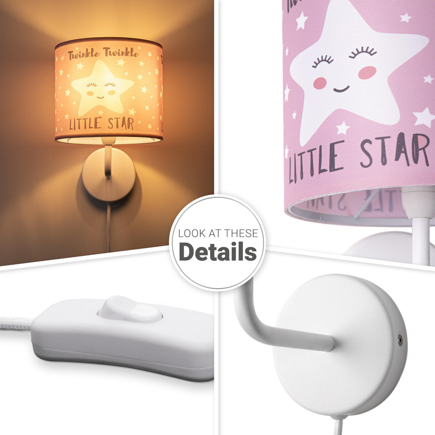 KINDERZIMMERLAMPE Luca Wl Ale 105 - Altrosa, Metall (18/26.9/20.9cm) - Paco Home