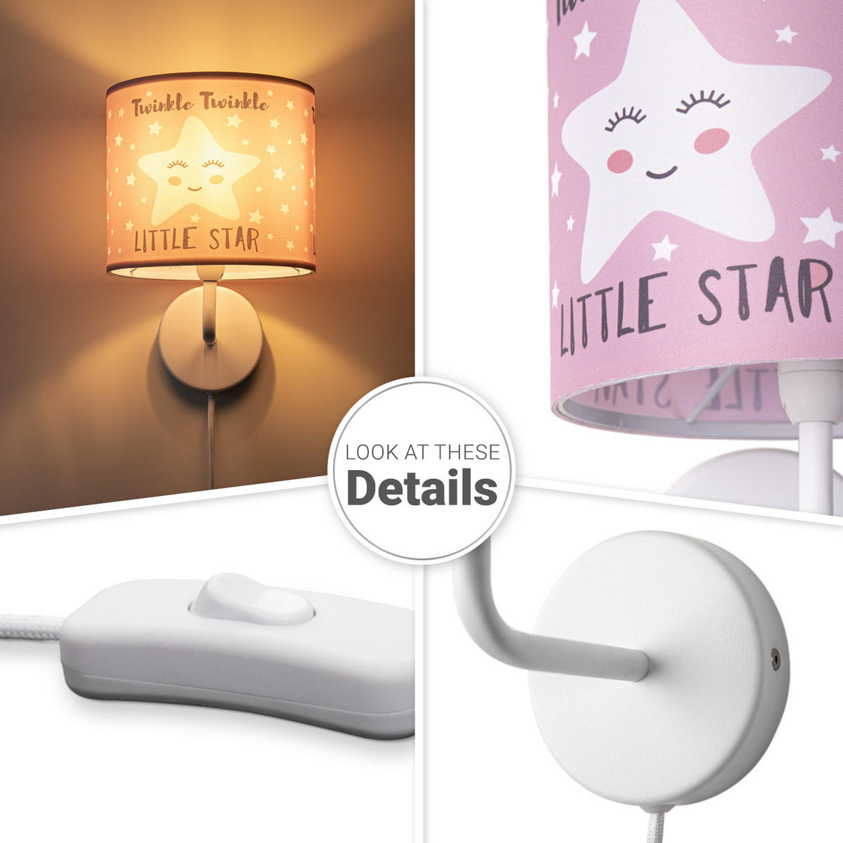KINDERZIMMERLAMPE Luca Wl Ale 105 - Altrosa, Metall (18/26.9/20.9cm) - Paco Home