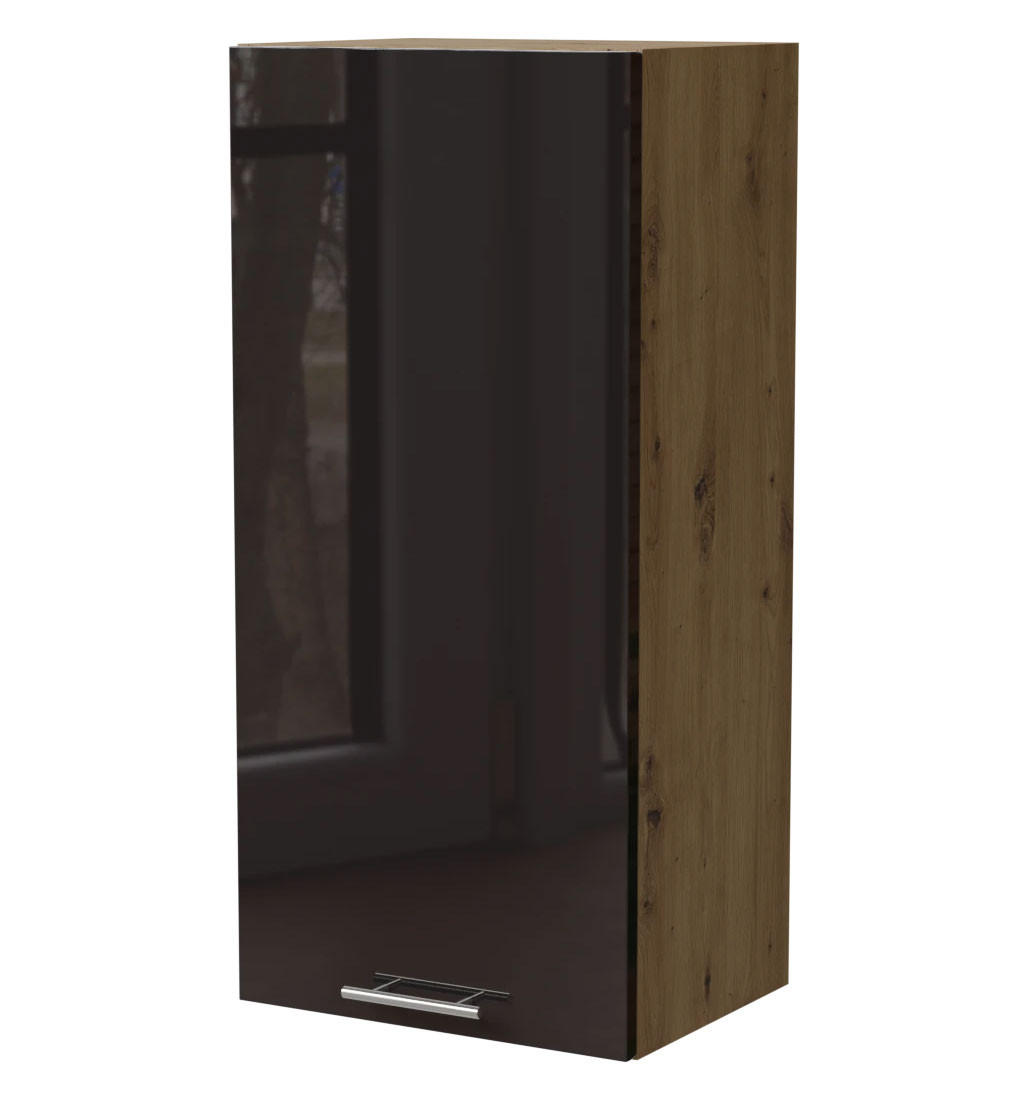Feldmann-Wohnen Küchenhängeschrank Schwarz Hochglanz, Eiche Artisan 45x96x32.5 cm