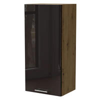 KÜCHENHÄNGESCHRANK Essen W4/45 Schwarz Hochglanz / Eiche Artisan Matt 45 / 32,5 / 96cm - Schwarz Hochglanz/Schwarz, Holz/Holzwerkstoff (45/96/32.5cm) - Feldmann-Wohnen