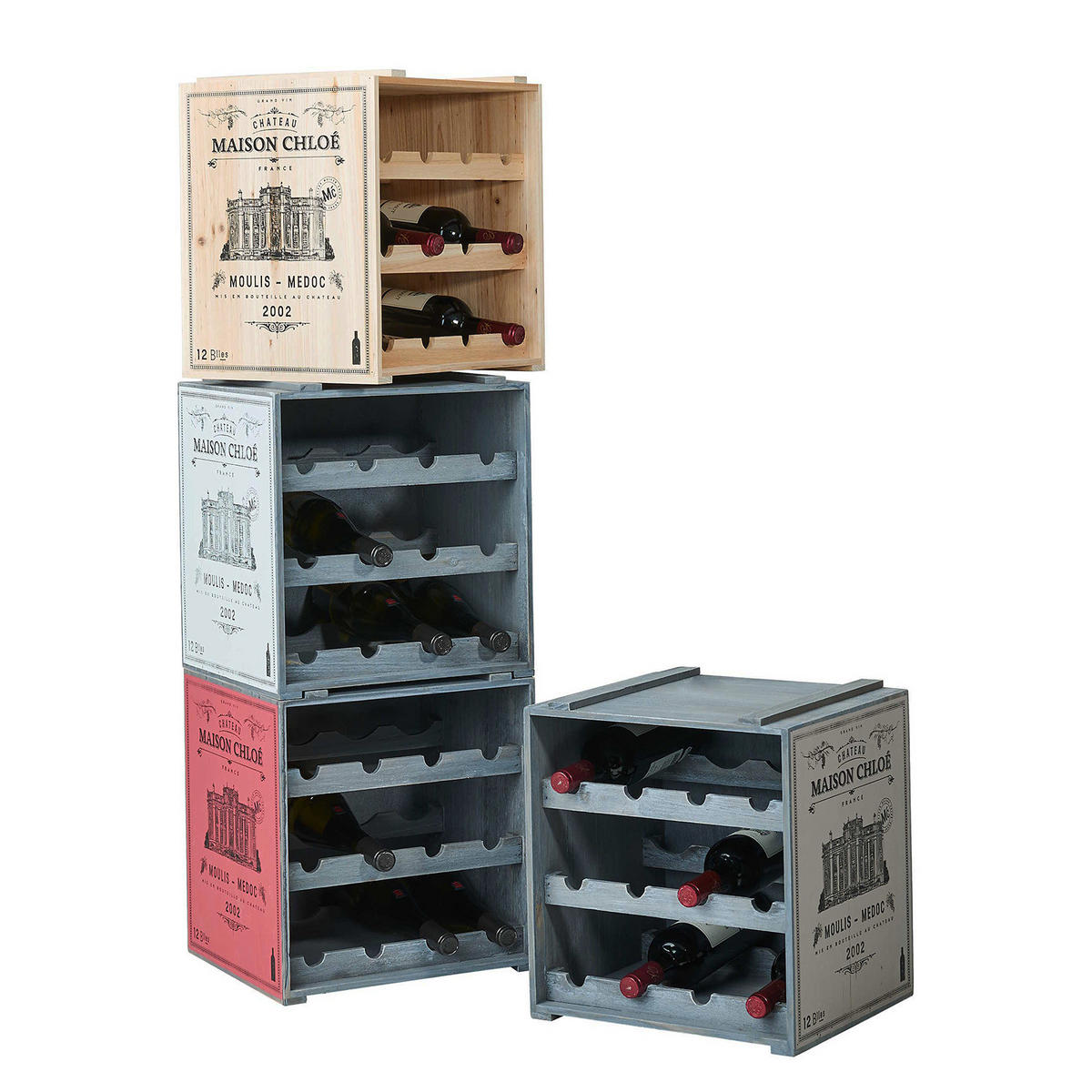 WEINREGAL Vinothek - Taupe, Holz (32/39/36cm) - Butlers