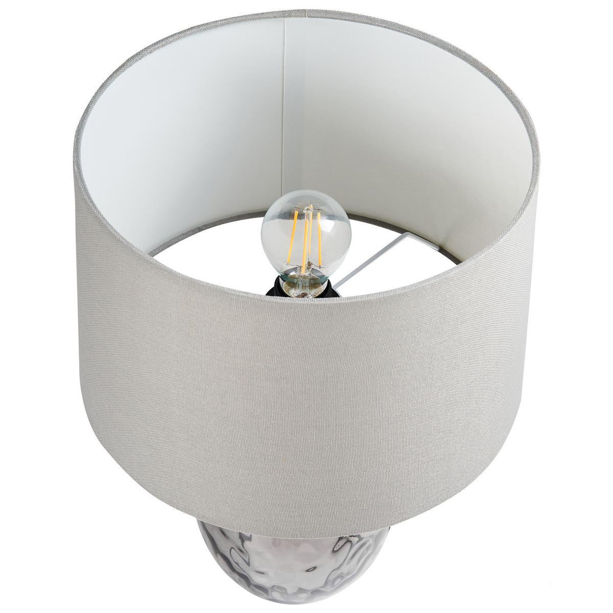 TISCHLEUCHTE Grau/Transparent Bonelli - Transparent/Grau, Glas (32/32/47cm) - Beliani