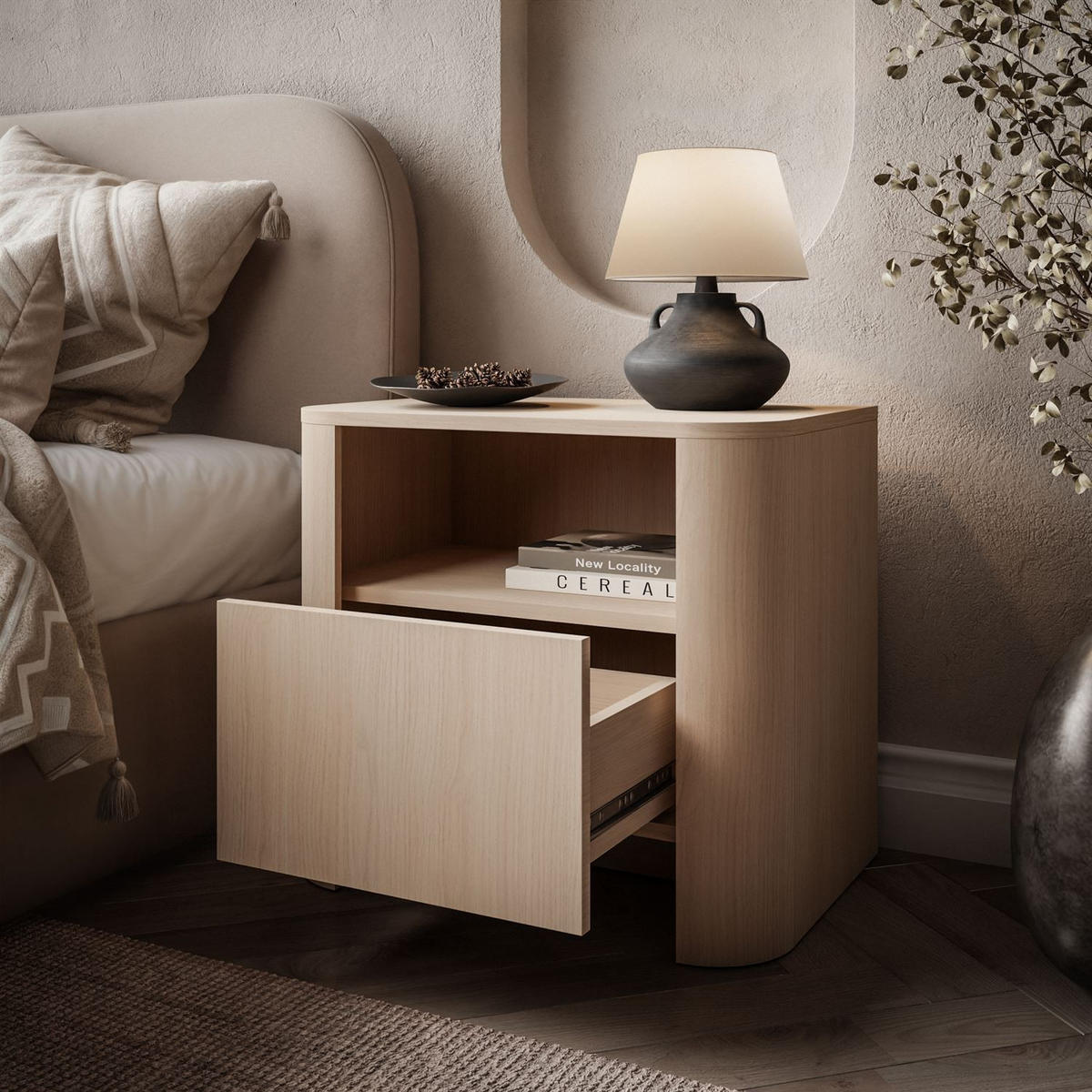 NACHTTISCH DESTINY II S-58 - Eichefarben, Holzwerkstoff (58/52/39cm) - Lookway