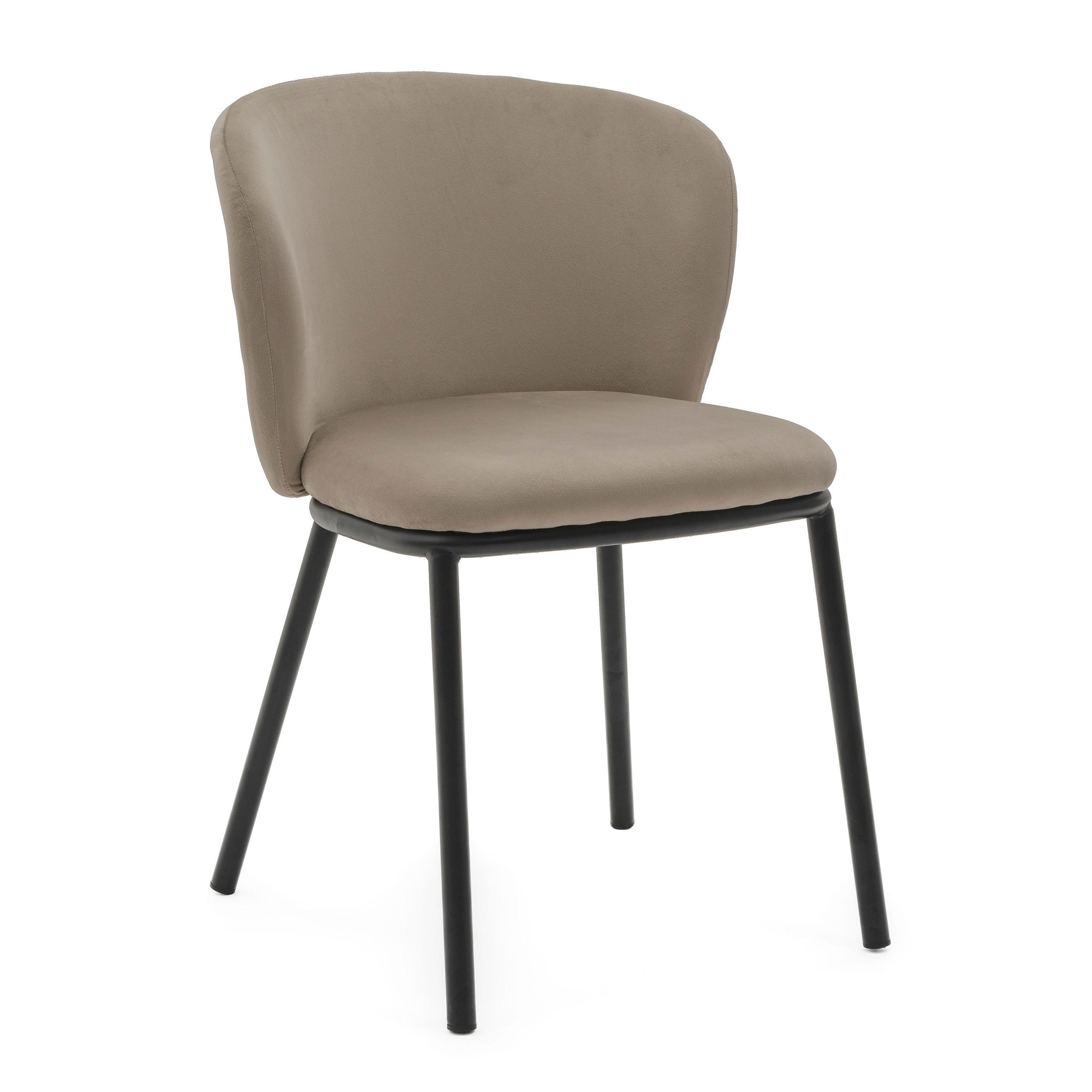 STUHL BARI gepolsterter mit Steppung - dunkelbeige - Samt Velour - Schwarz/Braun, Textil/Metall (54/81/57cm) - NEW HOME