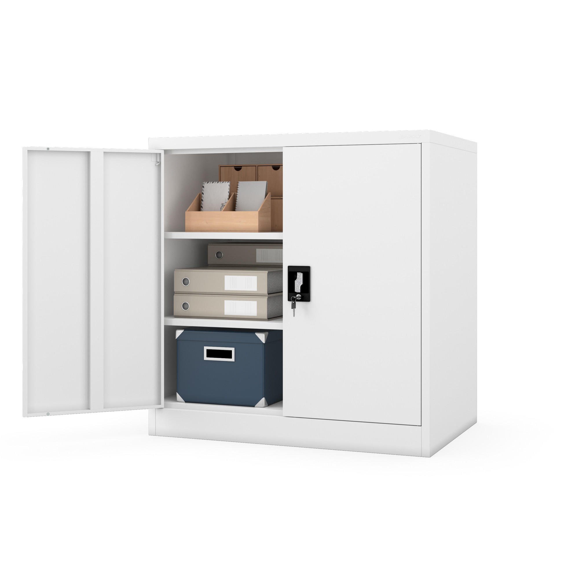 METALLSCHRANK mit Schloss für Büro und Werkstatt BEATA D600 - Weiß, Metall (93/90/60cm) - Jan Nowak