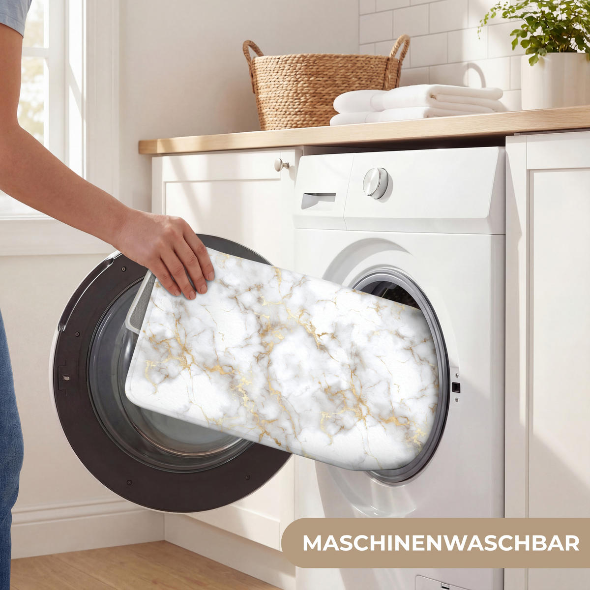 WC PŘEDLOŽKA Zlaté žilky - Mramor - Bílý 40x60 cm - bílá, textil/plast (40/1cm) - OnlyWow