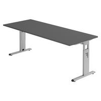 SCHREIBTISCH Serie-O 80/200/74 cm in Graphitfarben/Silberfarben - Silberfarben/Graphitfarben, Holzwerkstoff (80/200/74cm) - bümö