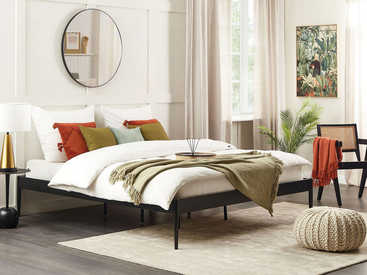 BETT mit Lattenrost 180x200 cm Schwarz Vaurs - Schwarz, Metall (180/200cm) - Beliani