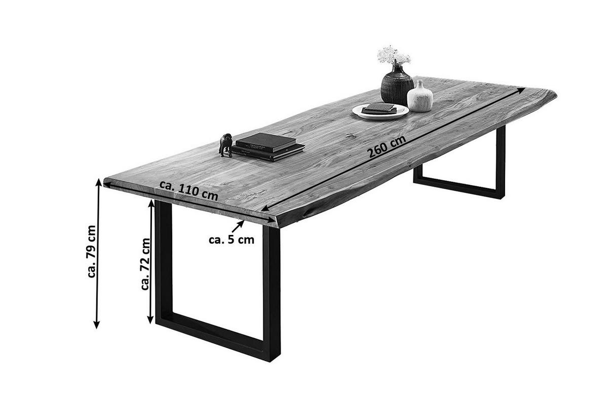 ESSTISCH VALIN - Beige/Schwarz, Holz/Metall (110/260/79cm) - SAM